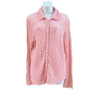 J. Jill Light Pink Pearl Button Textured Button-Down Shirt